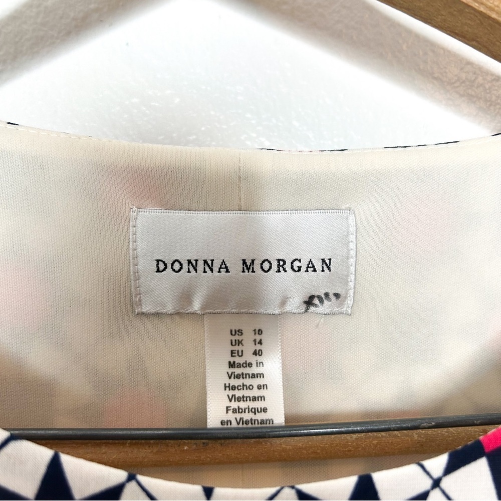 Donna Morgan Colorful Geometric Print Cap Sleeve Business Casual Mini Dress 10 - Picture 4 of 8